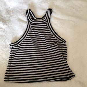 A'gaci stripped cropped halter top